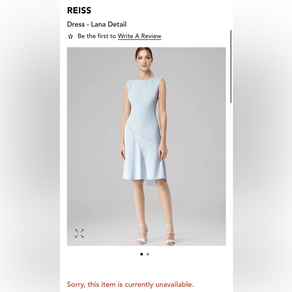 Reiss Light Blue Lana Detail Dress NWT